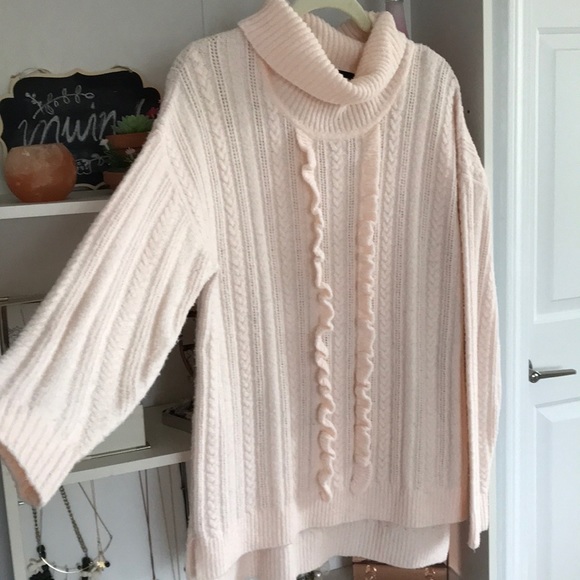 KENSIE Pink Turtleneck Frill Sweater - Picture 4 of 7